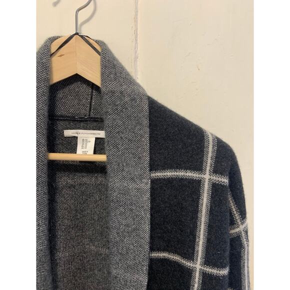 Max Studio sweater 2 ply CASHMERE black / gray checked cardigan coat duster s XS - Picture 3 of 8